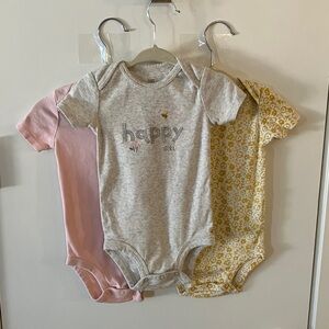 Charming Baby Bodysuit Set - Gray, Pink, Yellow Floral